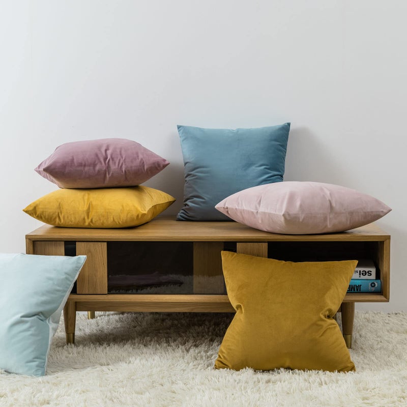 JUSPURBET Decorative Pillow Covers Set of 2 22x22 Velvet Throw Pillow Covers for Couch Sofa Bed Soft Cushion Covers Cases with Hidden Zipper for Living Room Home Decor,Light Blue - Image 3